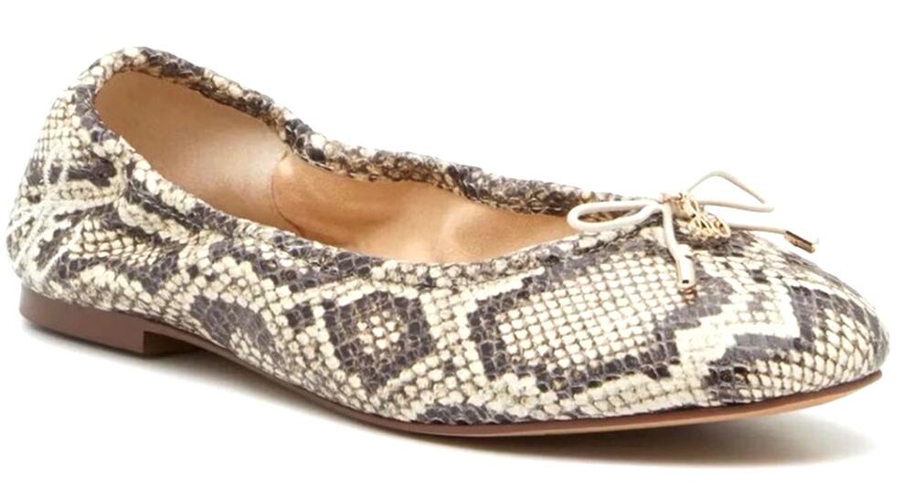 Sam Edelman Felicia Snakeskin Ballet Flats Leather Bow Comfort Shoes Size 7